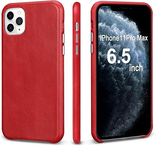 Amazon Com Toovren Iphone 11 Pro Max Case Iphone 11 Pro Max Case Leather Genuine Ultra Slim Shockproof Anti Scratched Hard Shell Back Cover Leather Case For Iphone 11 Pro Max 6 5 Inch 19 Red