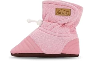 JAN & JUL Adjustable Stay-Put Lite Booties for Babies, Cotton Blend Slippers