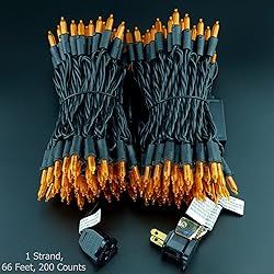 YULETIME 200 Orange LED Christmas Lights with Black