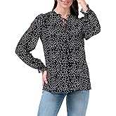 DERAX Women's Polka Dot Long Sleeve Shirt Chiffon Tie Neck Tops Business Office Work 2026 Spring Blouse