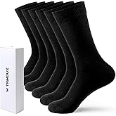TRMOUX Men's Dress Crew Socks - Plain Colors, Lightweight Classic Cotton, Soft & Breathable Dress Socks for Men, 6-Pack