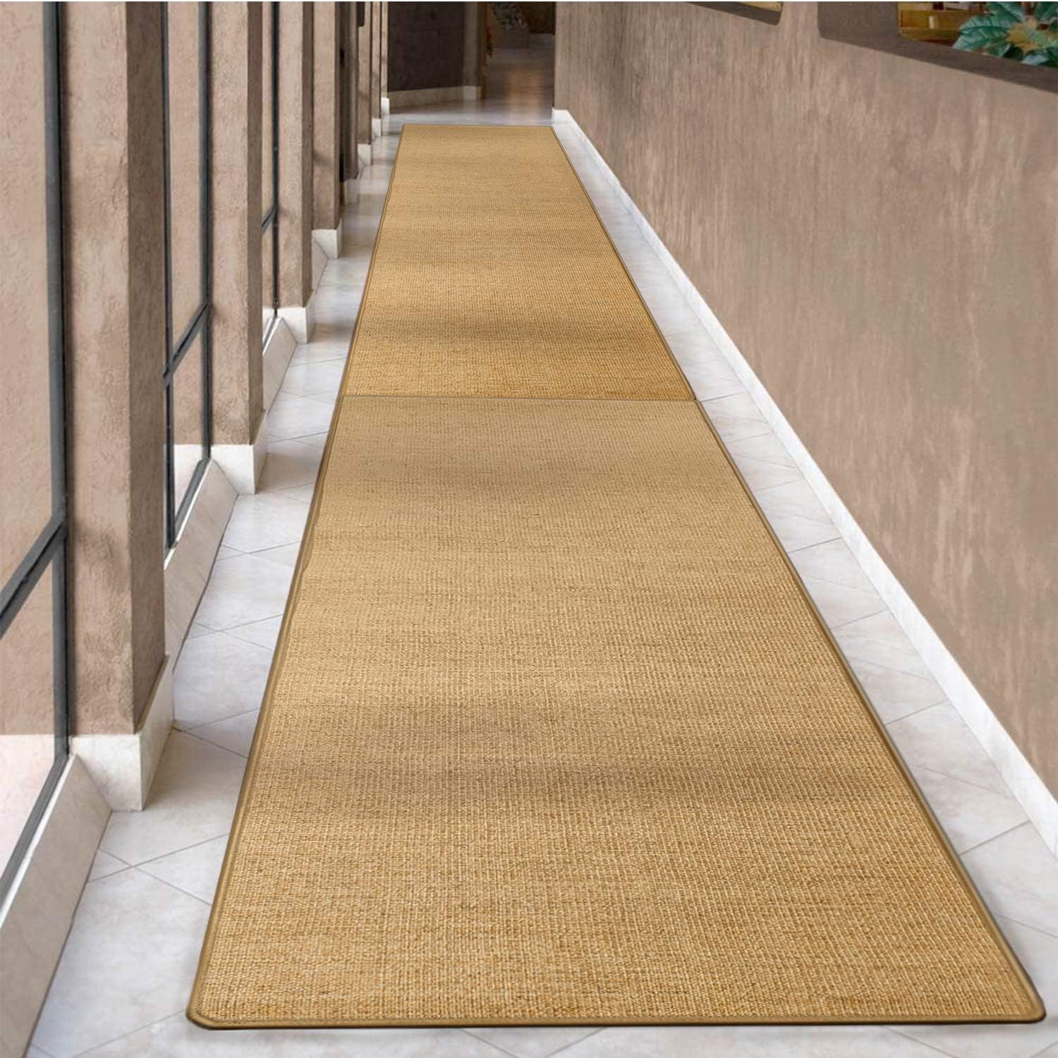 tonchean 100% Natural Sisal Rug 2.7x10 FT Area Rugs Fiber Handmade Woven Carpet Pad Non Slip Carpet with Overlocking: Kitchen & Dining