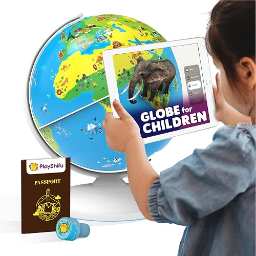 PlayShifu Educational Globe for Kids, Orboot Earth (+ App) Interactive AR World, 400 Wonders, 1000+ Facts, STEM Toy Gifts for Kids 4-10 Years, No Borders, No Names on Orboot Globe
