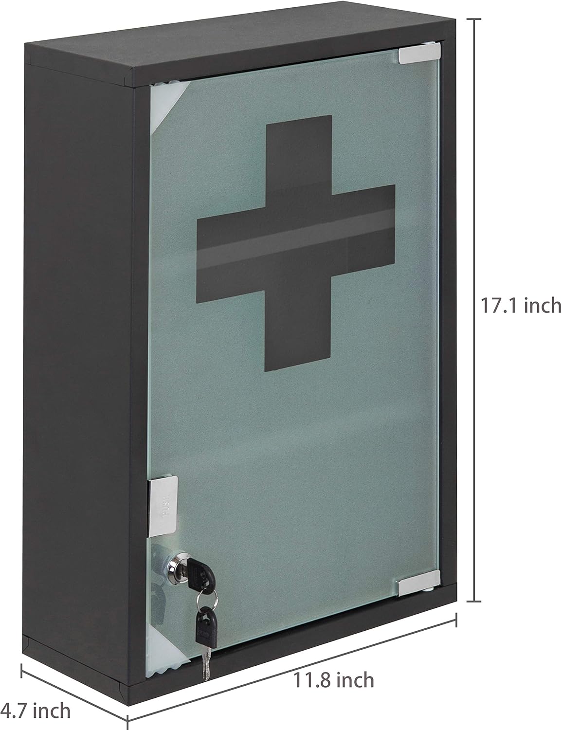 MyGift 18-Inch Wall-Mounted Metal First Aid Cabinet with Locking Glass Door & Keys: Kitchen & Dining