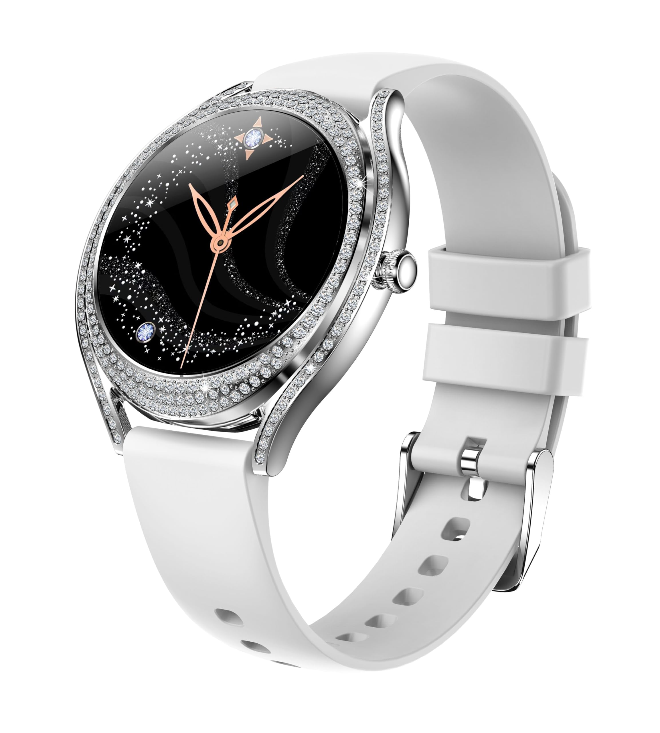 4BS V66 (K66) Call/Answer Smart Watch for Men Women, Fitness Tracker with Heart Rate, Blood Pressure, Sleep Monitor Touch Screen, Bluetooth Calls, IP68 Waterproof, Compatible with Android iOS (Silver)