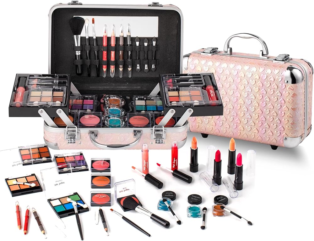 Hot Sugar All In One Makeup Set for Teenager Girls, Pink Heart | Full makeup kit for beginners includes eyeshadow palette, bl