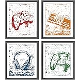 Retro Video Game Gaming Poster Prints for Home Boys Room Playroom Decor,Black And White Video Game Decorations Prints Wall Art Unframed 4pcs 8x10inches,Gift for Gamer Boys Gaming Love (8×10 inc)