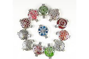 GraceAngie Wholesales 12pcs Silver Round Aromatherapy Pendant Locket Essential Oil Diffuser