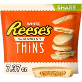 REESE'S THiNS White Creme Peanut Butter Cups, Candy Share Pack, 7.37 oz