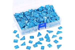 Swpeet 1 Pound Seablue Shine Crystal Series Mosaic Tiles Assortment Kit, Square and Triangle Genuine Mosaic Tiles Glitter Crystal Mosaic Perfect for Home Decoration Crafts - Mosaic Tiles V