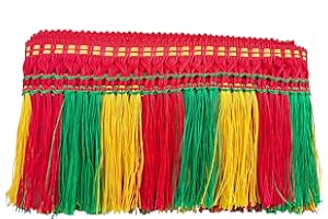 MONIDOOR Chainette Fringe Trim 5.1 Inch 10 Yards Tassel Fringe Trim for Sewing Craft DIY Decoration(945 Red Green Yellow)