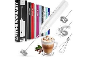 ZULAY KITCHEN Zulay Froth N Go Milk Frother Rechargeable - 3-in-1 Frother Wand With Case & USB-C Charger - Comes With 3 Whisk Attachments for Latte, Cappuccino, Matcha, Protein Shakes - White