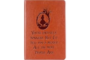 WHLBHG Alice Gift Alice in Wonderland Faux Leather Journal Notebook Secret Quote Line Writing Diary Alice Fans Gift Alice Fairy Tales Gifts Cheshire Cat Gift (You're entirely bonkers)