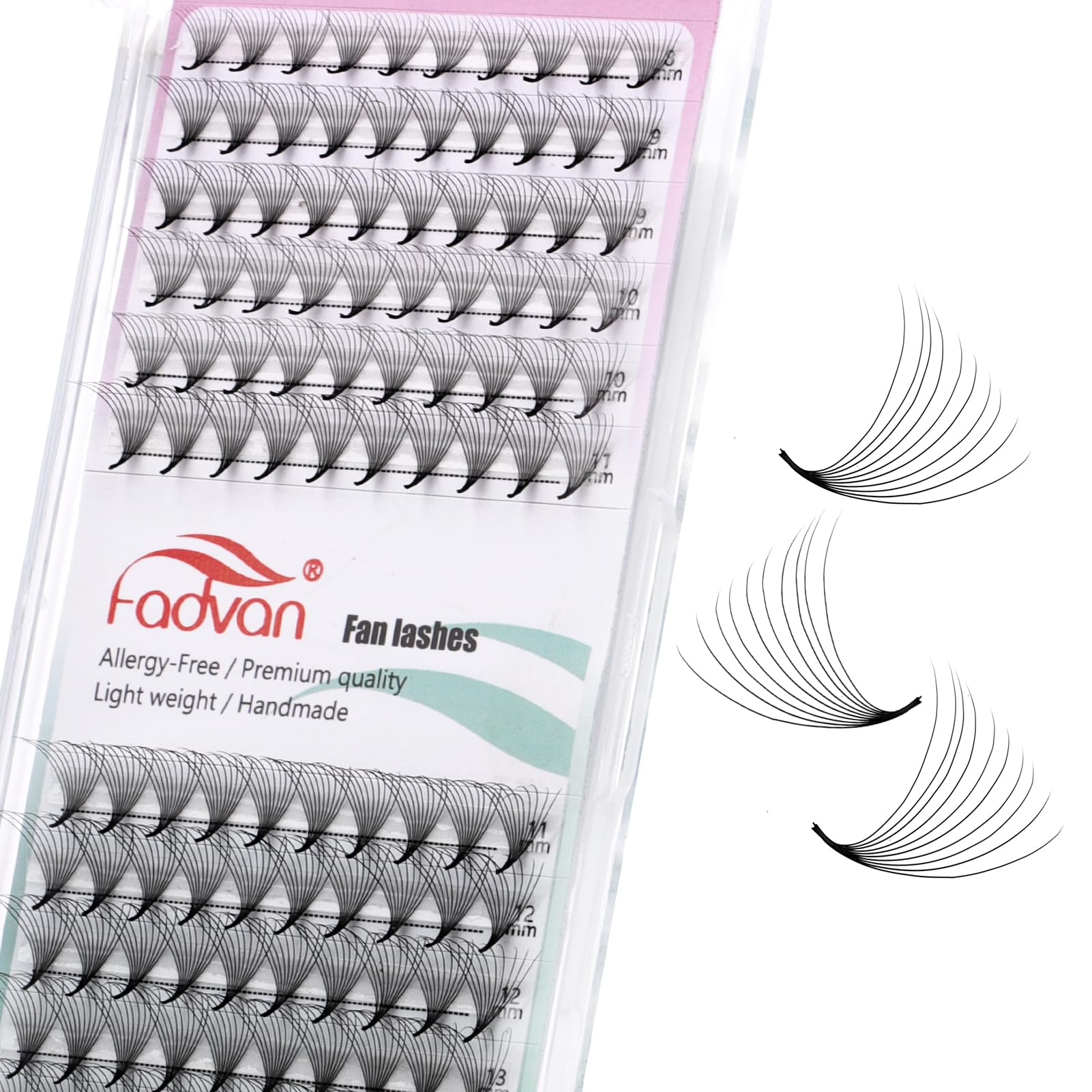 Pre Made Fans Lashes 10D Pointy Base Premade Eyelash Extension 0.07mm D Curl 8-14mm Mixed Length Volume Russian Lash FADVAN(10D-0.07D-MIX) — image 1