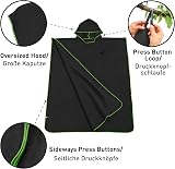 Fit-Flip Poncho Towel Microfibre Hooded Changing Robe Large Black-Green view 2