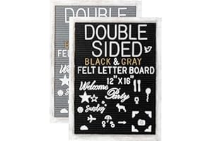 G GAMIT Double Sided Felt Letter Board 12”x16”with White Rustic Wood Frame,1113 White&Gold Letters,Script Cursive Words&Photo clips,Sign board&Message Board with Stand,Scissor&Canvas Bags