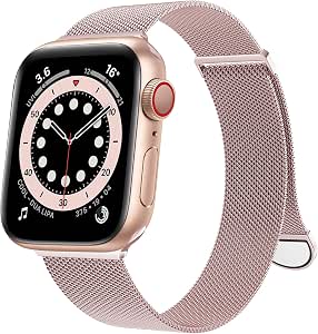 Amazon.com: 🌈🌈🌈OULUOQI for Apple Watch Band Series SE 7 6 5 4 3 2 1 38mm  40mm 41mm 42mm 44mm 45mm Women and Men, Stainless Steel Mesh Loop Magnetic  Clasp Replacement for iWatch Band ( Rose Gold） : Electronics
