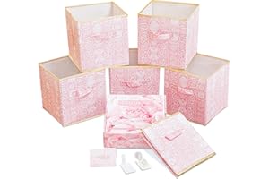 DAMAHOME Storage Cubes Organizer - 11 inch Foldable Bins, Fabric Dual Handles Storage Box, Closet Shelf Baskets, Nursery Bins for Home&Office 6-Pack (Pink)