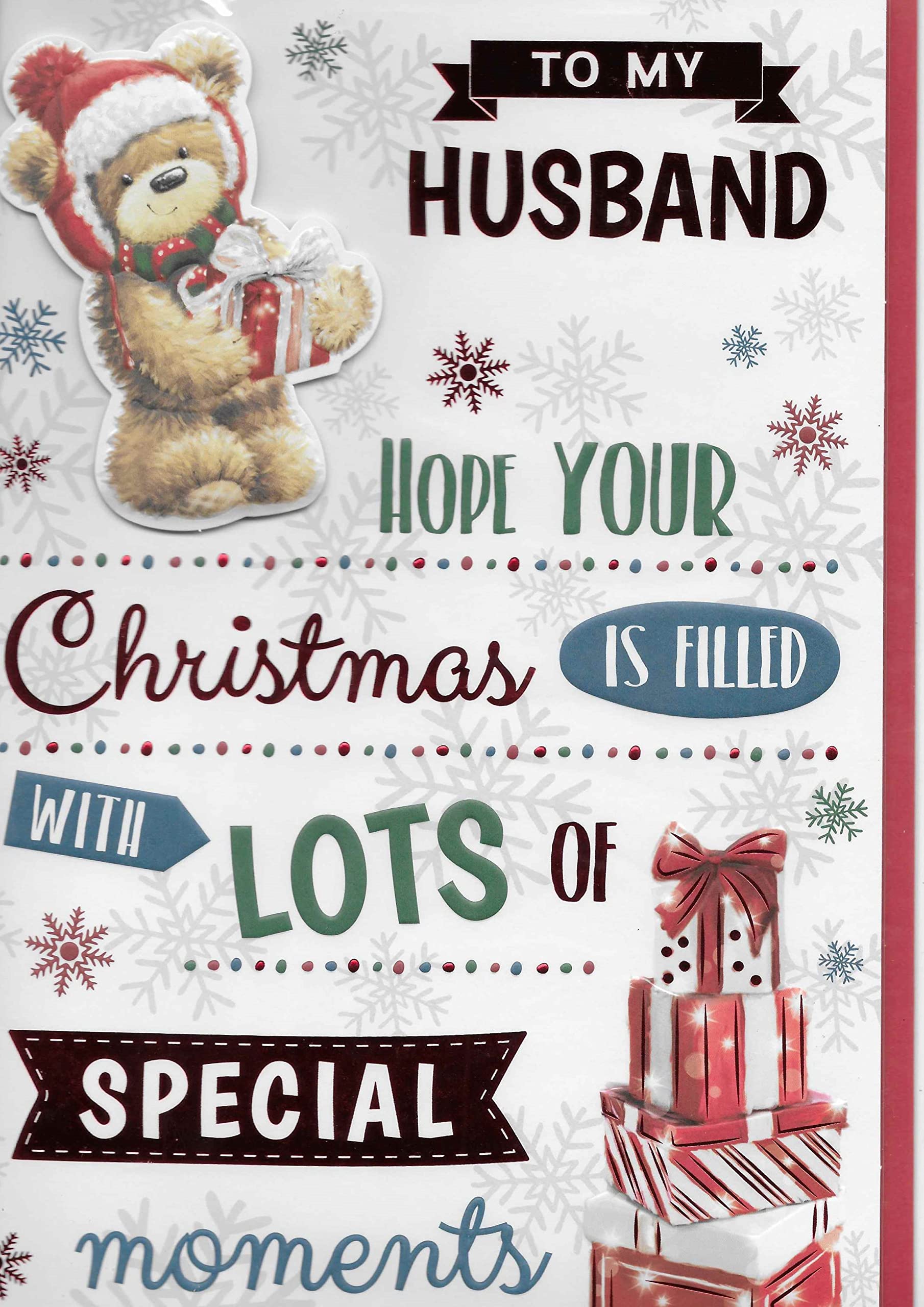 Husband Extra Large Christmas Card - 'to My Very Special Husband Merry Xmas' Extra Large 8 Page Design.