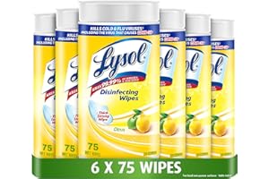 Lysol® Disinfecting Wipes, Citrus, (6 x 75 wet wipes) = 450 wet wipes, Pack of 6, Kills 99.99% of viruses and bacteria*, Thic