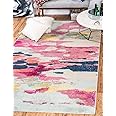 Unique Loom Estrella Collection Light Colors, Abstract, Modern, Vibrant Area Rug, 5 ft x 8 ft, Pink/Ivory