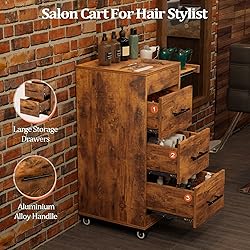 Wood Salon Trolley Cart with Wheels, Hair Cart