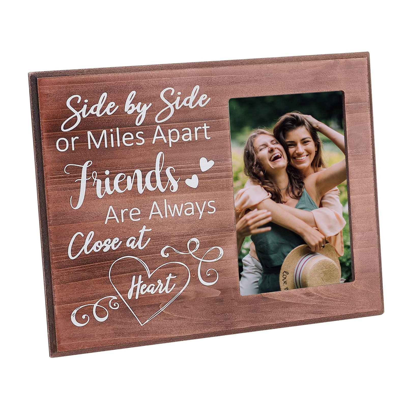 FINGERINSPIRE 15X10cm Friend Gifts Photo Picture Frame Long Distance Relationships and Bestie Gifts - Side by Side or Miles Apart Friends are Always Close at Heart for Christmas Gifts