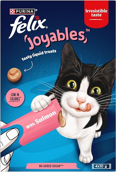 FELIX Joyables Salmon Liquid Cat Treat 4x10g – Creamy Low Calorie Dose