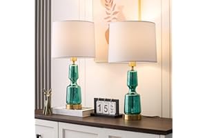 BrightWe Touch Table Lamp Set of 2, Glass Table Lamps with Brass Gold Base Touch Control, Modern Tall Table Lamps for Bedroom Bedside Nightstand Living Room End Table, Bulbs Included, 24”