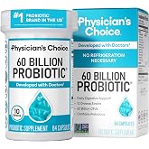 Physician's CHOICE Probiotics 60 Billion CFU - 10 Strains + Organic Prebiotics - Immune, Digestive &amp; Gut Health - Supports Occasional Constipation, Diarrhea, Gas &amp; Bloating - for Women &amp; Men - 84ct