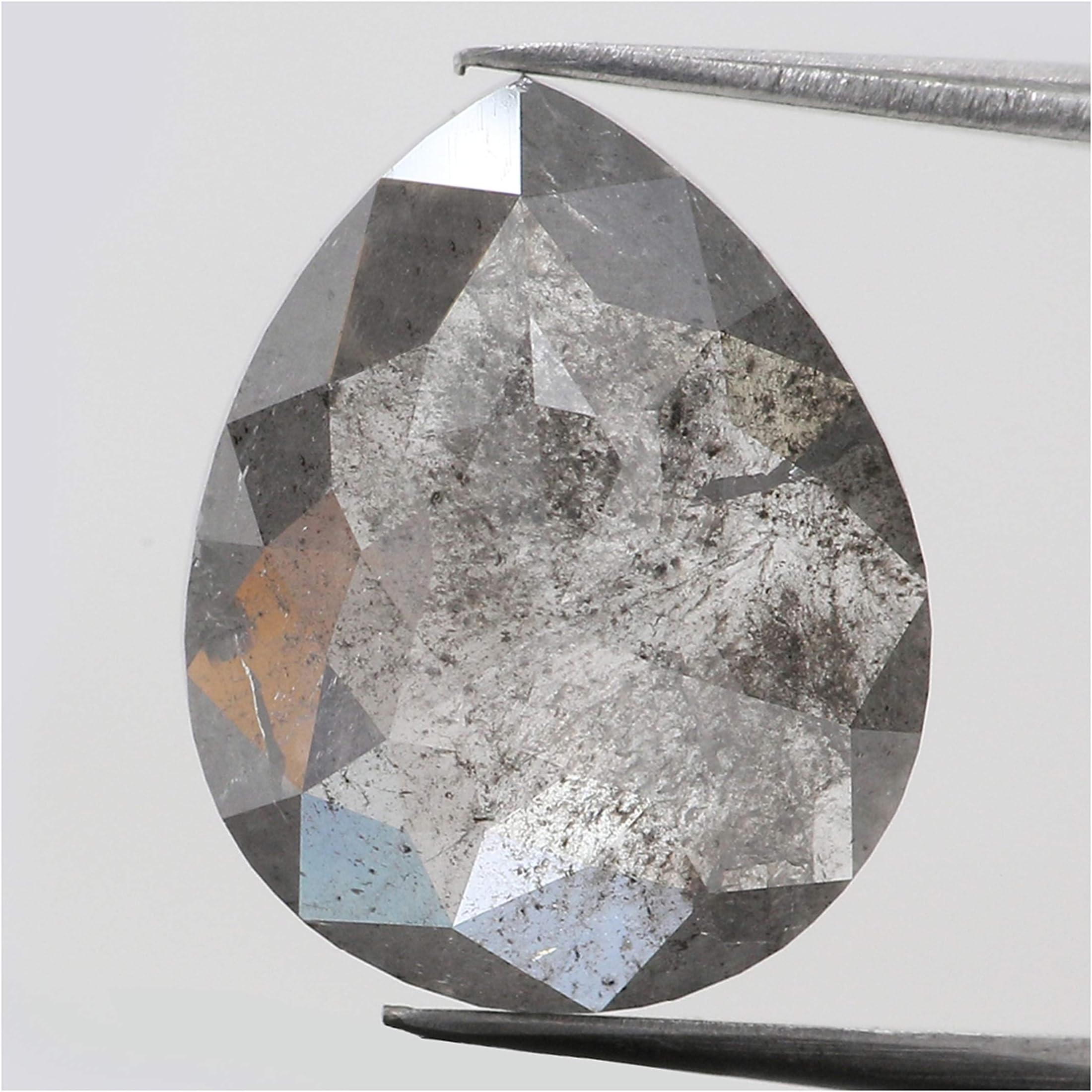 5.65 Ct Natural Loose Diamond Pear Black Grey Salt and Pepper Color I3 Clarity 13.30 MM KDL8129