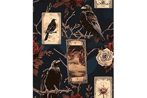 KALOPEZY Crow Wallpaper Peel and Stick,Vintage Dark Gothic Floral Contact Paper,Boho Leaf Self-Adhesive Removable Wall Paper 