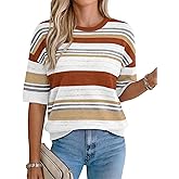 XIEERDUO Womens Half Sleeve Sweater Knit Crochet Blouses Tops 2026 Spring Summer Fashion Clothing Outfits