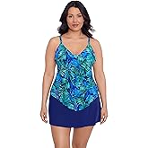 Trimshaper Womens Adjustable Four Tier Lena Swim Tankini Top with Built-in Bra Support
