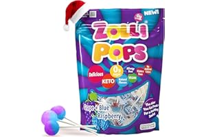 Zollipops Clean Teeth Pops Sugar Free Candy with Xylitol, Dye-Free Lollipops - Keto & Diabetic-Friendly, Dentist-Approved Treats for Kids (Blue Raspberry-Grape, 5.2 oz)