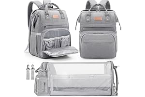 LexiRoman Diaper Bag Backpack, Large Capacity Multifunction Baby Bag for Boy Girl, Travel for Moms Dads, Baby Registry Search Shower Gifts Waterproof and Stylish Gray
