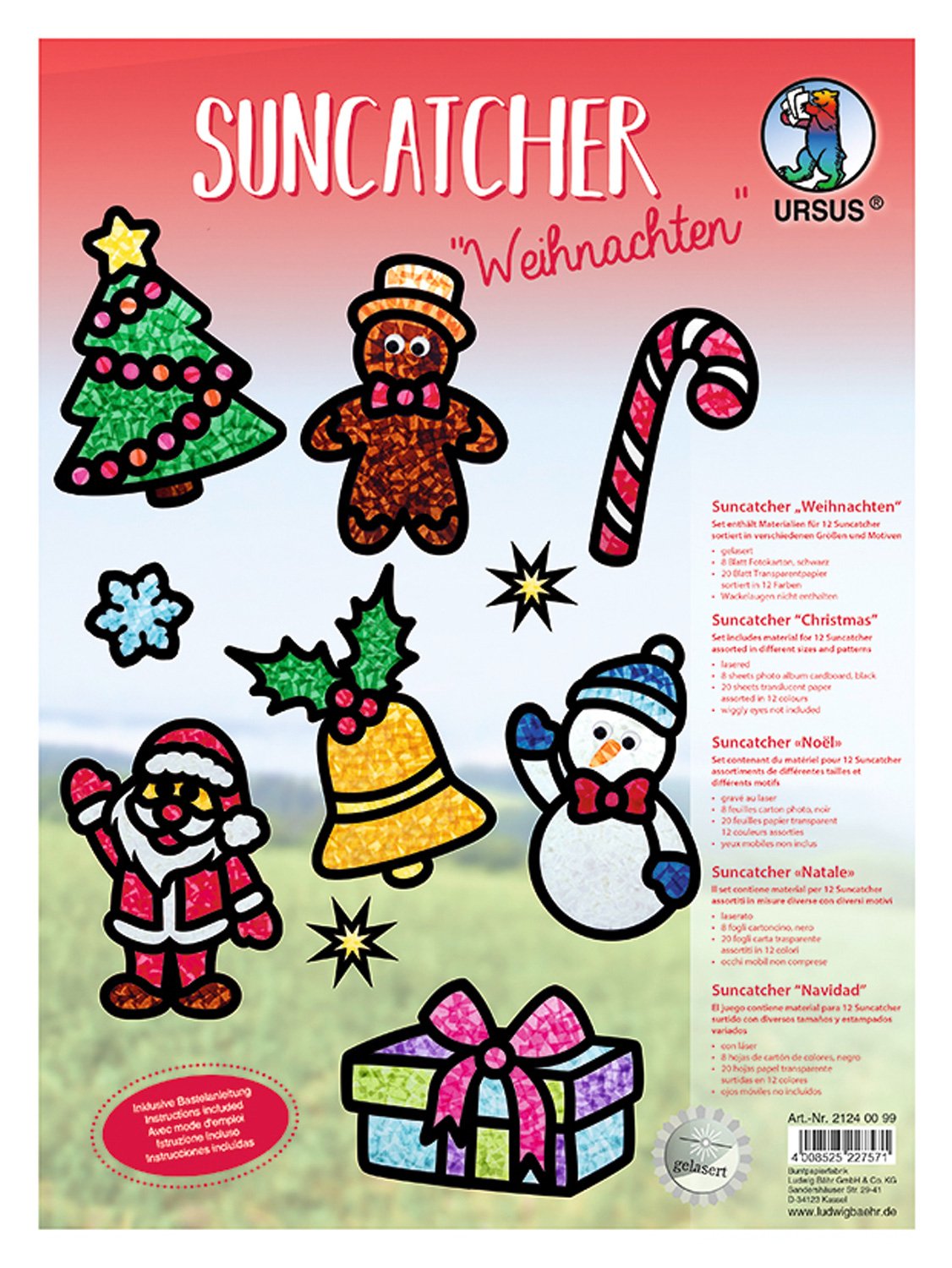 Ursus 21240099 Window Suncatcher Christmas Craft Set