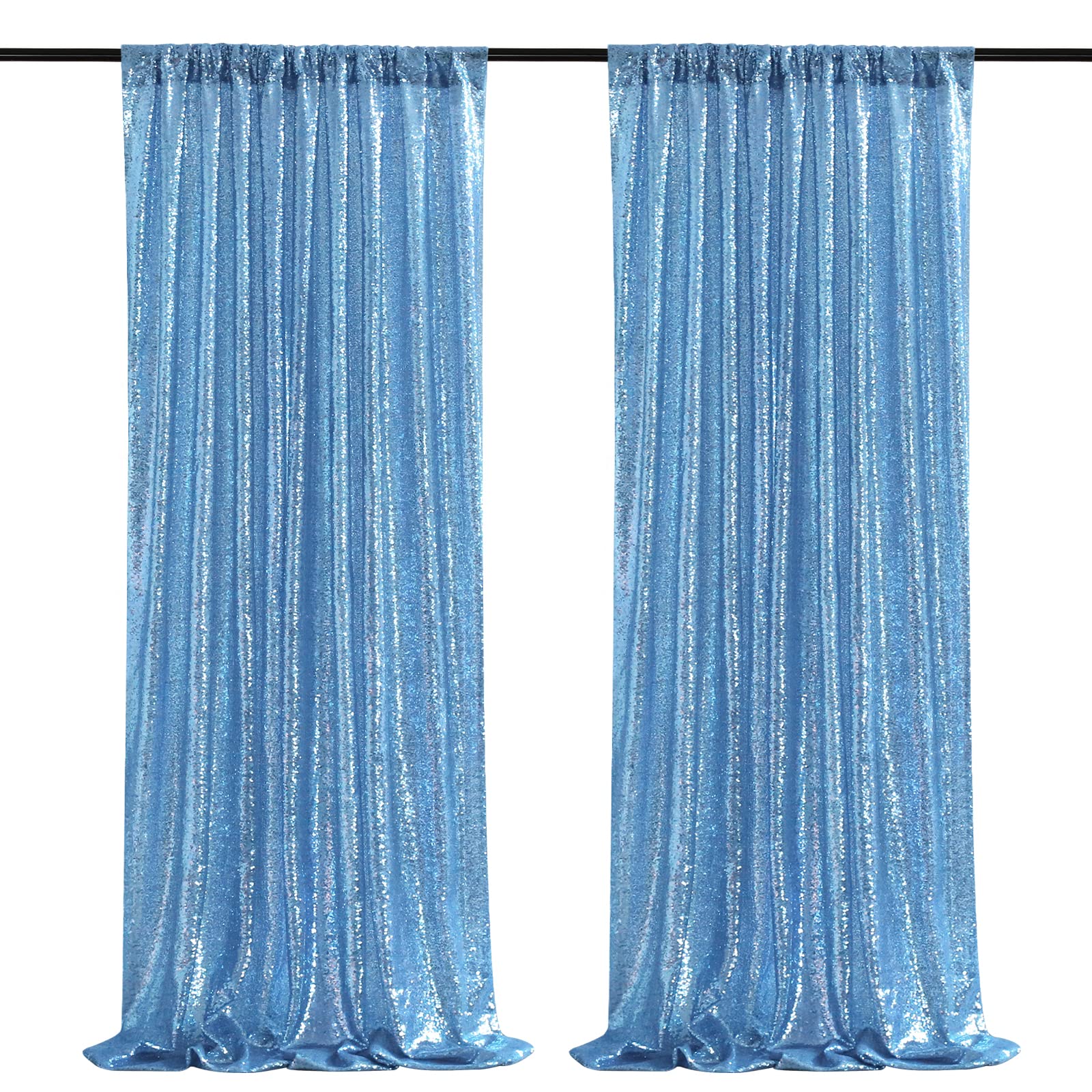 Sparkly Baby Blue Sequin Backdrop Curtains 2 Panels Wedding Backdrop Party Photography Background 2FTx8FT …
