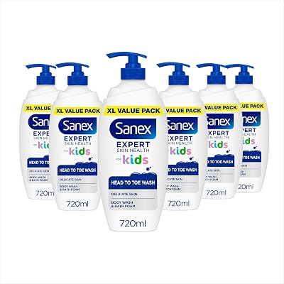 Sanex Expert Skin Health Head to Toe Kids’ Body Wash 720ml x4 Derm Tested