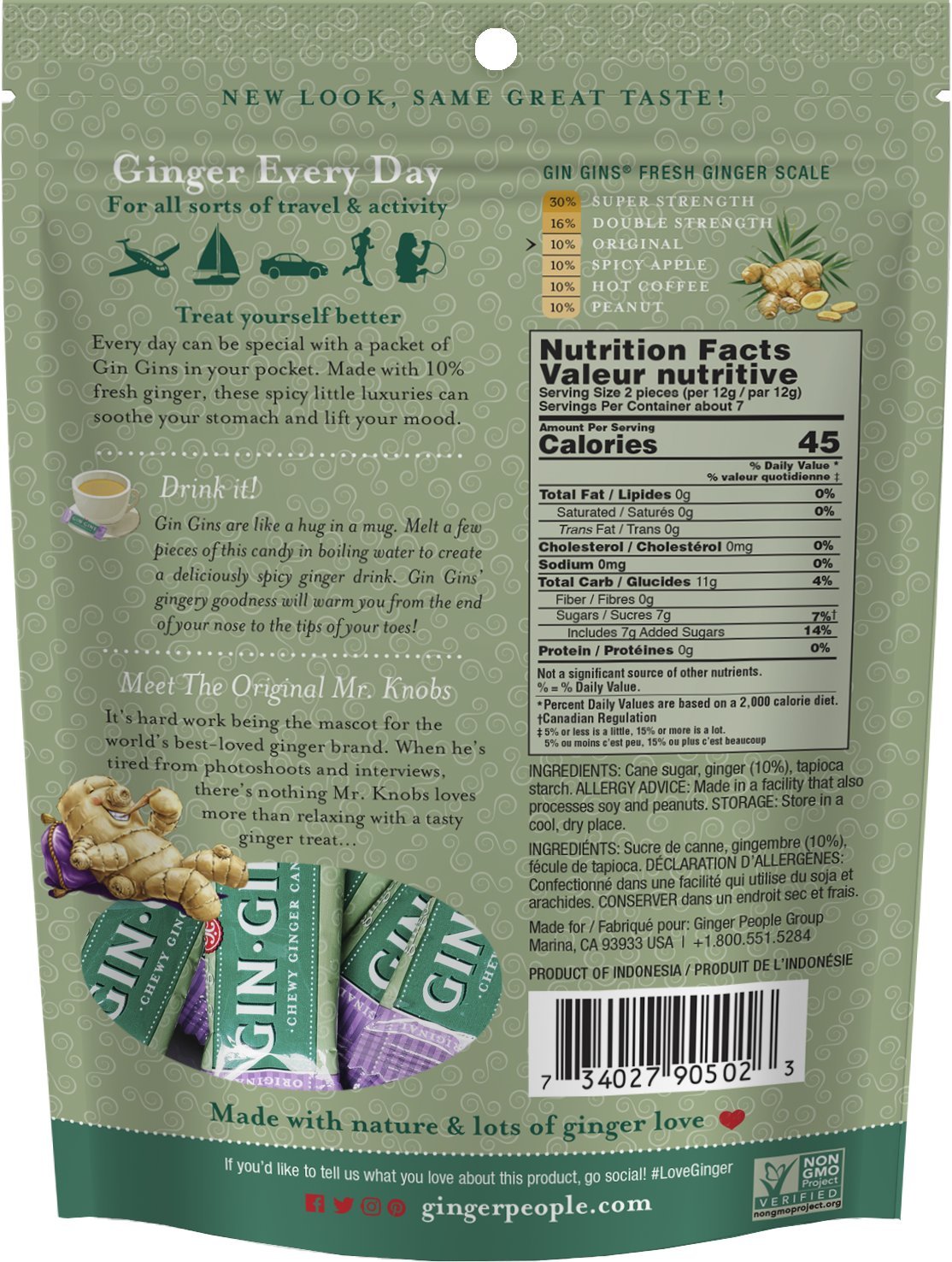 Amazon Com The Ginger People Gin Gins Original Chewy Ginger Candy 3 Oz Pack Of 2 Chewable Ginger Gum Grocery Gourmet Food