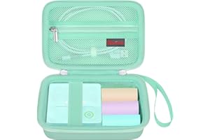 Elonbo Carrying Case for TYPONOS/ETIKEZ/Rotema/Vawense Sticker Printer, PM290 Portable Mini Printer, Inkless Bluetooth Label Maker Machine Travel Bag, Thermal Photo Printer Storage Holder, Green