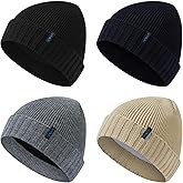UVSAI 4 Pack Fleece Lined Beanie Winter Soft Warm for Men Women Stretchy Fit Unisex Cuffed Knit Hat