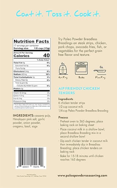PALEO POWDER BREADLESS BREADING | CASSAVA ROOT + PALEO POWDER AIP | GLUTEN FREE, NO ADDITIVES