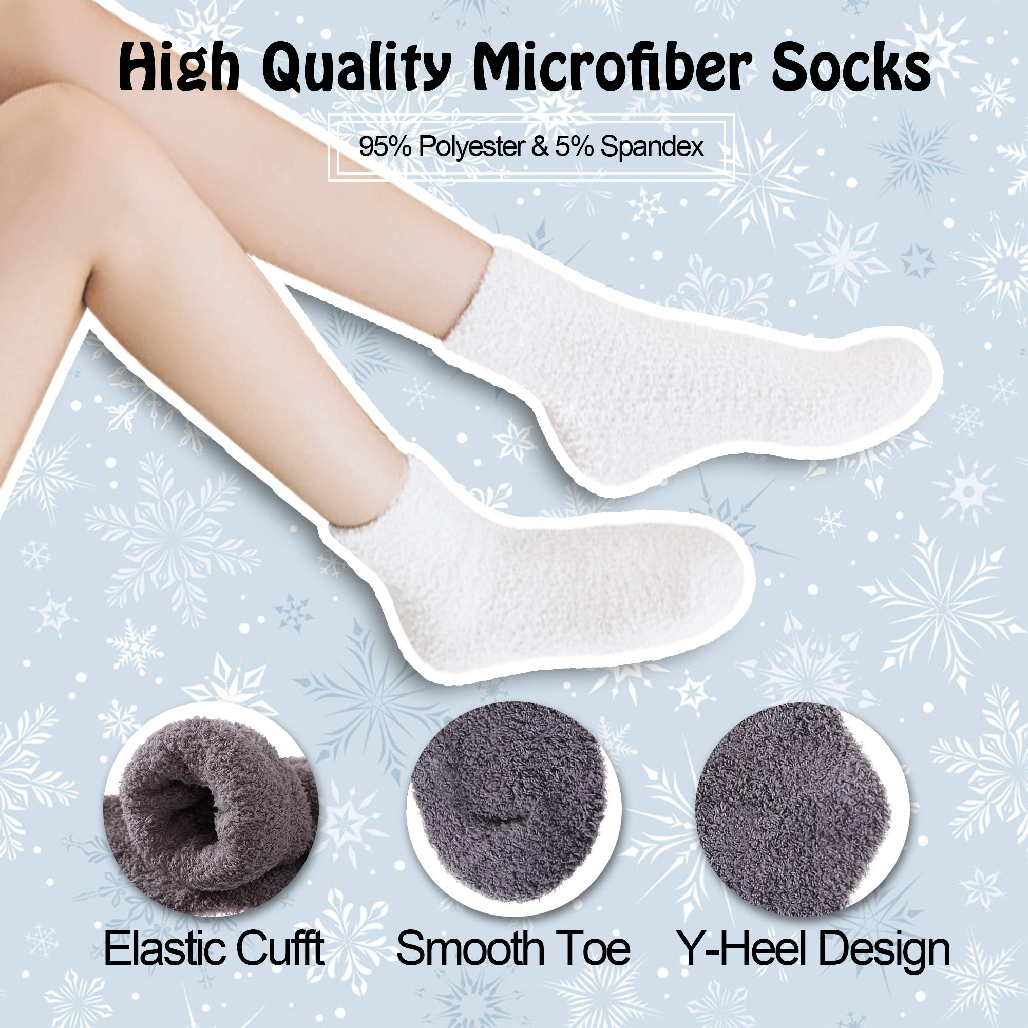 LANLEO 5/6 Pairs Womens Super Soft Fuzzy Plush Warm Winter Home Sleeping Slipper Socks