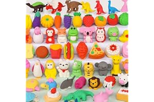 HINZER Animal Erasers for Kids 50 Pack Kid's Eraser Bulk Pull Apart Erasers 3D Puzzle Eraser Classroom Rewards and Prizes Class Treasure Box Kid Party Favors Back to School Supplies Gift