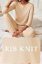 Ekouaer Womens Ribbed Knit Pajama Sets 2 Piece