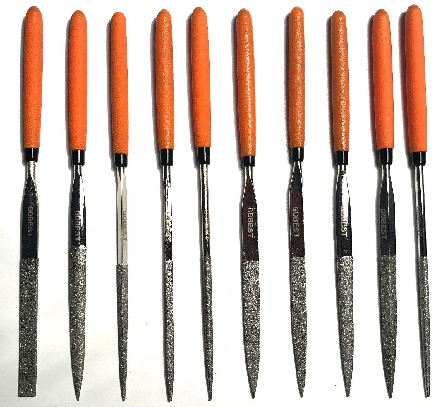 GOBEST jewellers Diamond Precision Needle File Metal Set 10 pcs 3x140, 50mm Diamond Coating (GB-0063)