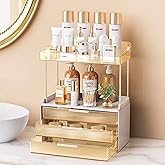 Anylady Bathroom Organizers and Storage, Makeup Organizer (Sturdy Durable Attractive), Ideal for Vanity, Countertop, Counter, Perfume, Skincare, Cabinet, Cosmetic, Dresser Organizer (Gold)