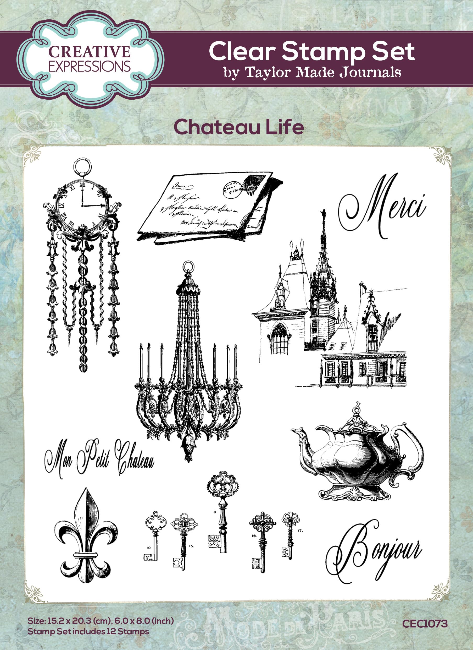 Taylor Made Journals Creative Expressions Chateau Life 6 in x 8 in Clear Stamp Set, 6 x 8 in
