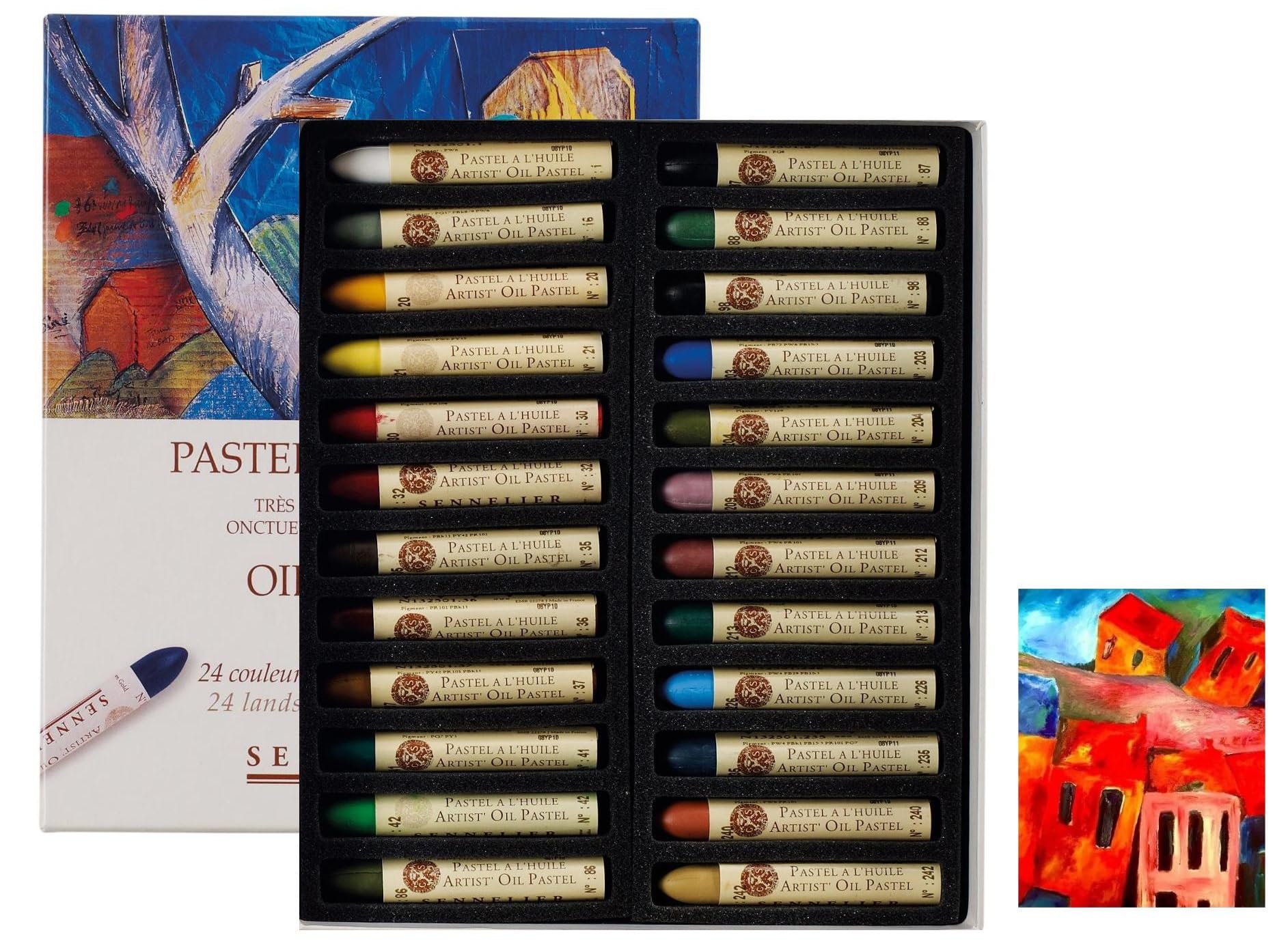 Sennelier Oil Pastels 24 Colors Landscape, Artistic Quality - Made in France